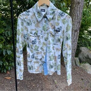 Vintage D&G button up baby animal printed top